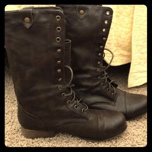 Dark brown lace up combat boots